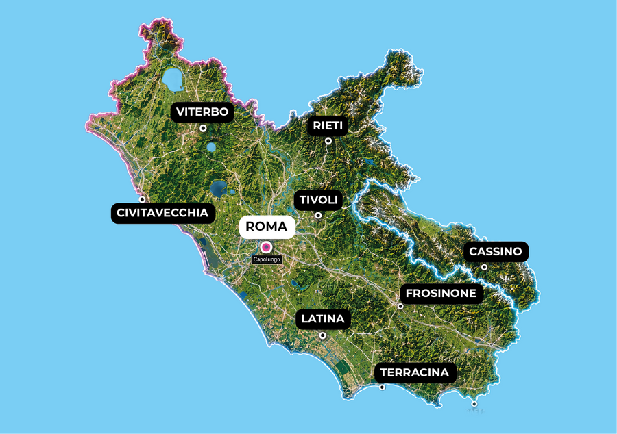 Cartina del Lazio - copertura stampa DTF