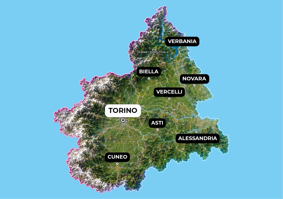 Cartina del Piemonte - copertura stampa DTF Torino