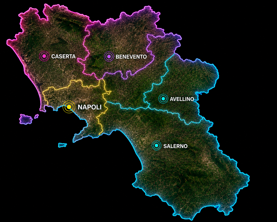 Cartina della Campania - copertura stampa DTF Napoli