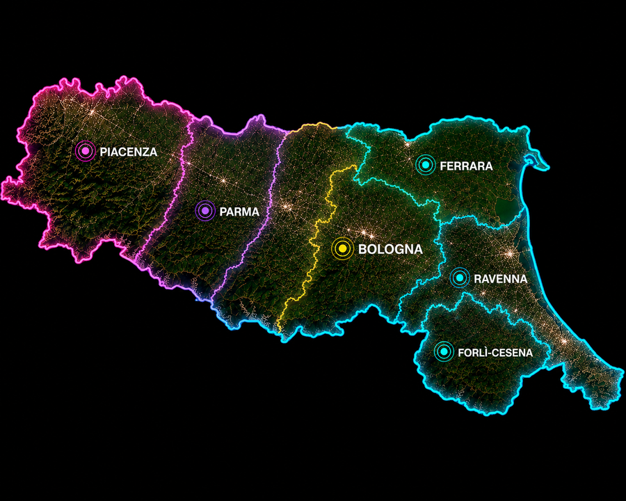Cartina dell’Emilia-Romagna - copertura stampa DTF Bologna