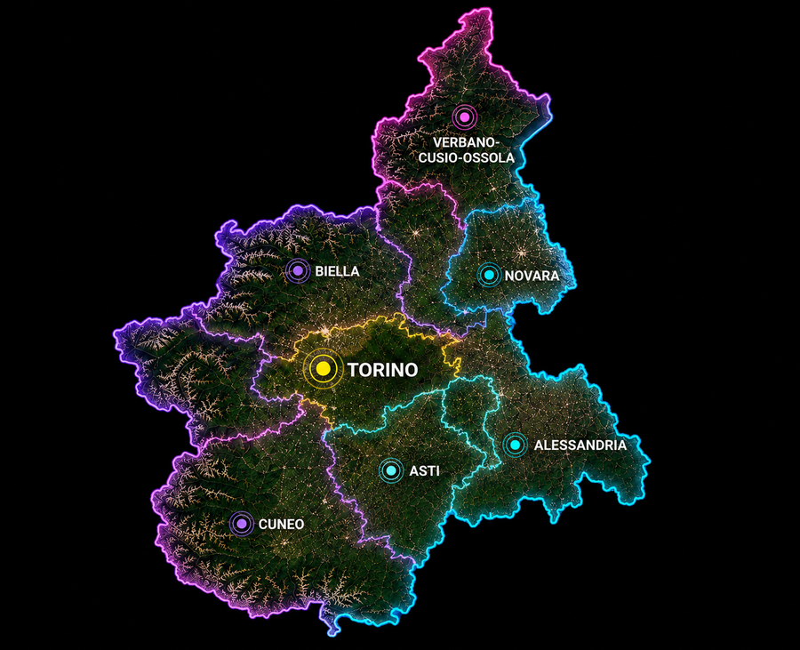 Cartina del Piemonte - copertura stampa DTF Torino
