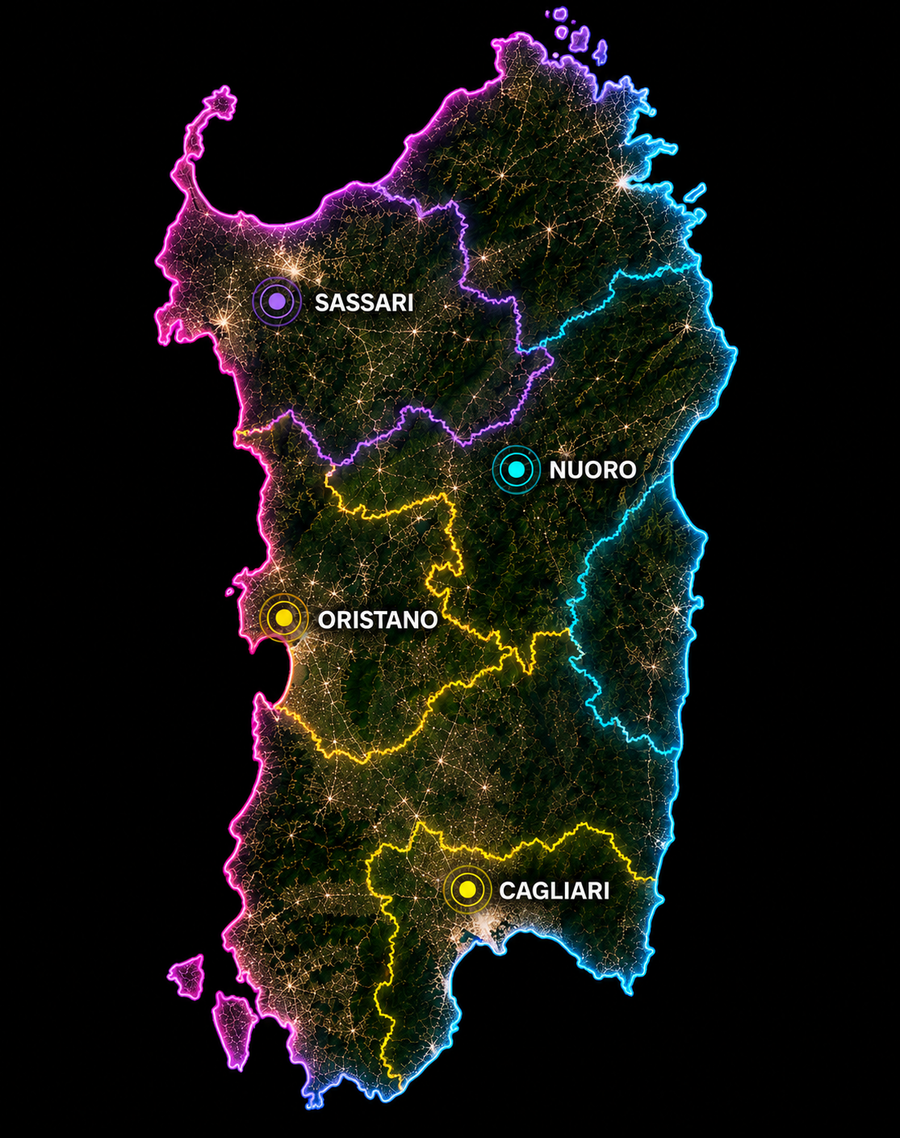 Cartina della Sardegna - copertura stampa DTF Cagliari